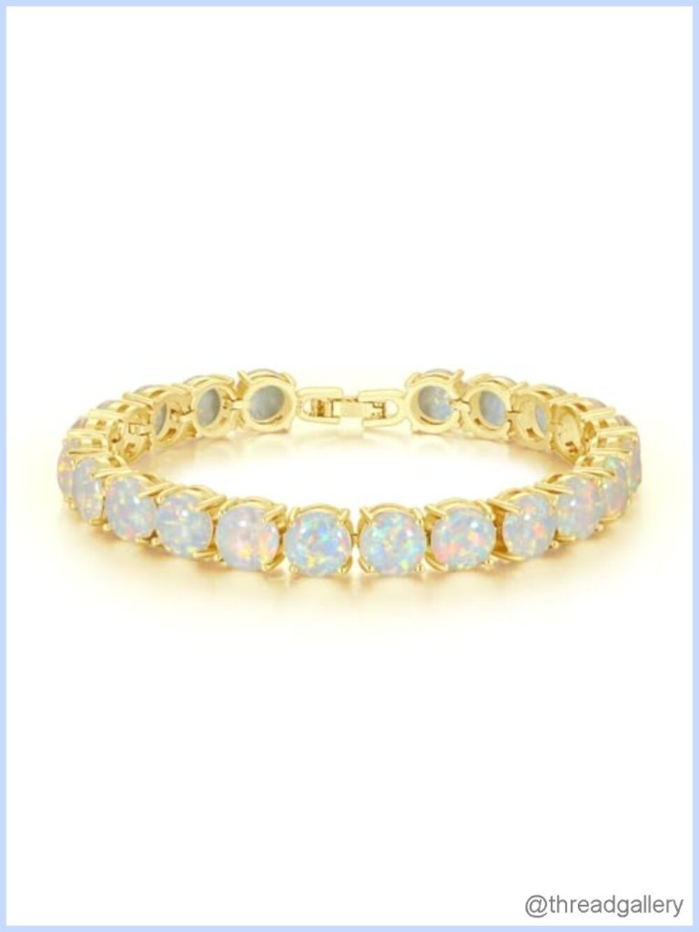 18K White Gold Plated Created White Fire Opal Tennis Bracelet for Women
